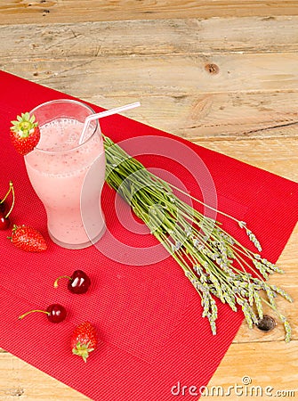 Pink fruity smoothie Stock Photo