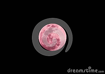 Pink full moon on the dark night Stock Photo