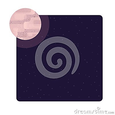 Pink full moon with halo in starry night sky Stock Photo