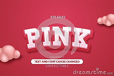 Pink fun vibrant love editable text effect. eps vector file Vector Illustration