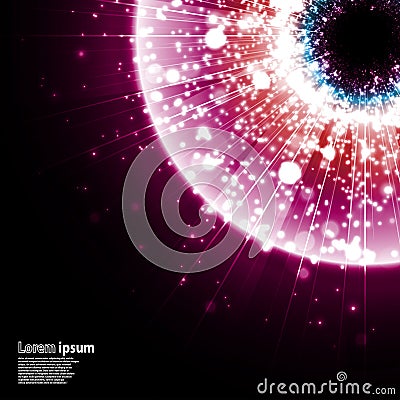 Pink galaxy explosion on black background Vector Illustration