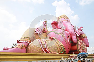 Pink ganesha statue wat Samarn Editorial Stock Photo