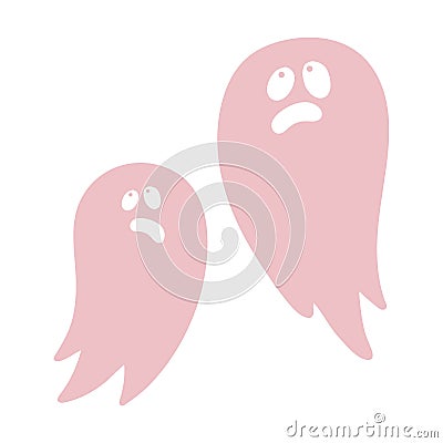 Pink ghost character poster for pink Halloween party invitation, trick and treat fabric, scary ghost event greeting card Vector Illustration