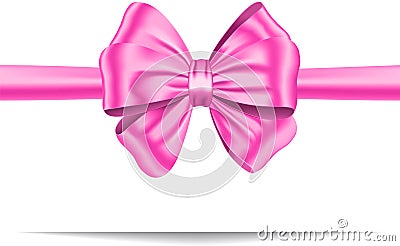 Pink gift ribbon with bow Vector Illustration