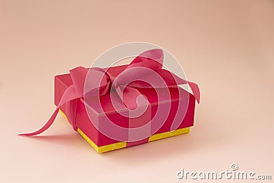 Pink gift with pink ribbon. Gift love concept Stock Photo