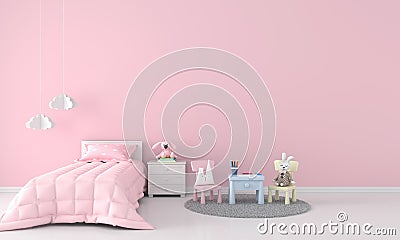 Pink girl bedroom for mockup, 3D rendering Stock Photo