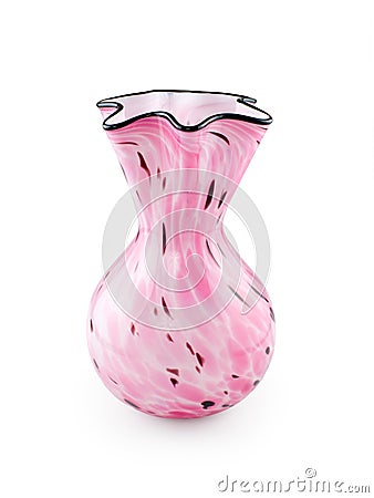 Pink glass vase isolated on white background Stock Photo