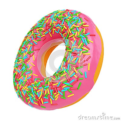 Pink glazed donut Cartoon Illustration