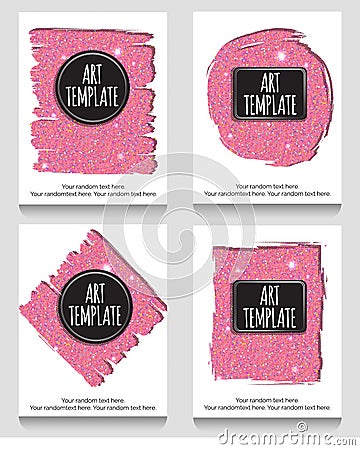 Pink glitter flyer template Vector Illustration