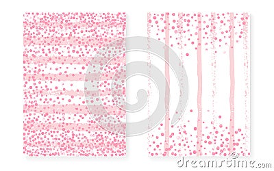 Pink glitter sequins with dots. Wedding and bridal shower invita Vector Illustration