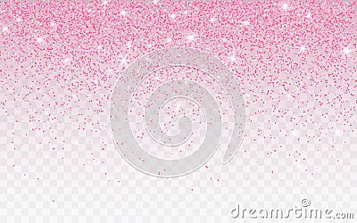 Pink glitter sparkle on a transparent background. Rose Gold Vibrant background with twinkle lights. Vector illustration Vector Illustration