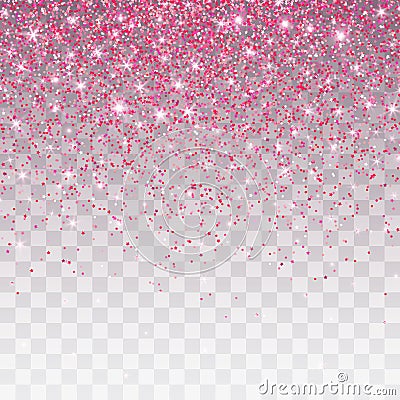 Pink glitter sparkle on a transparent background. Vibrant background with twinkle lights. Vector illustration Vector Illustration
