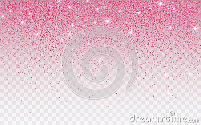 Pink glitter sparkle on a transparent background. Vibrant background with twinkle lights. Vector illustration Vector Illustration