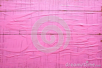 pink gloss paint with cracks on a wooden bench Stock Photo