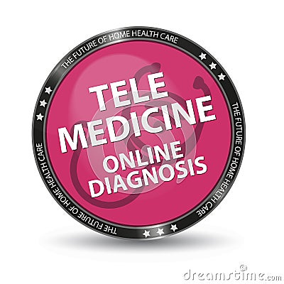 Pink Glossy Button Telemedicine Online Diagnosis - Vector Illustration - Isolated On White Background Stock Photo