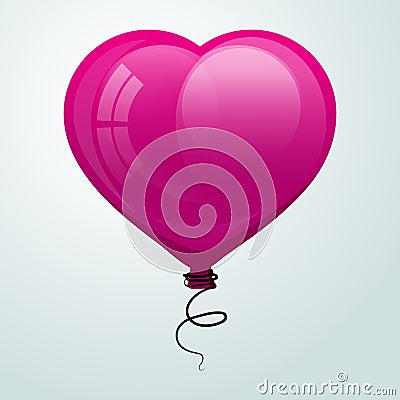 Pink glossy flying balloon Vector Illustration