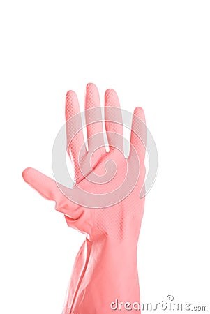 A pink glove isolated on white Stock Photo
