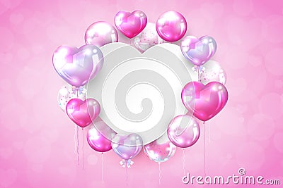 Pink and gold balloon with copy space Vector Illustration