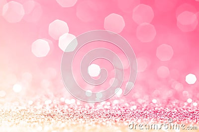 Pink gold, pink bokeh,circle abstract light background,Pink Gold shining lights,sparkling glittering Valentines day,women day or e Stock Photo