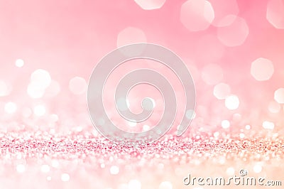 Pink gold, pink bokeh,circle abstract light background,Pink Gold shining lights, sparkling glittering Valentines day,women day or Stock Photo