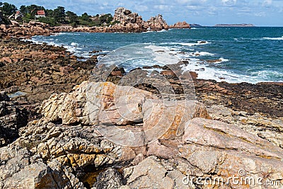 The Pink Granite Coast, Brittany, France Editorial Stock Photo