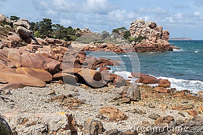 The Pink Granite Coast, Brittany, France Editorial Stock Photo