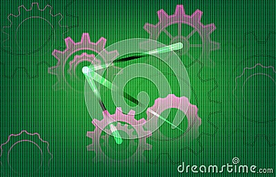 pink green cog gear wheel background Vector Illustration