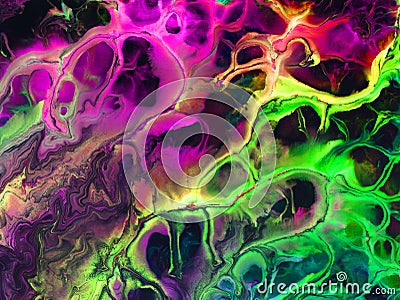 Pink and green neon colors creative abstract hand painted background Stock Photo