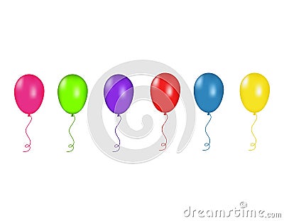 Pink, green and purple and Red, blue and yellow balloons isolated. Vector illustration Vector Illustration