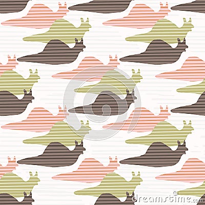 Pink and Green Snail Race Silhouette Seamless Vector Illustration