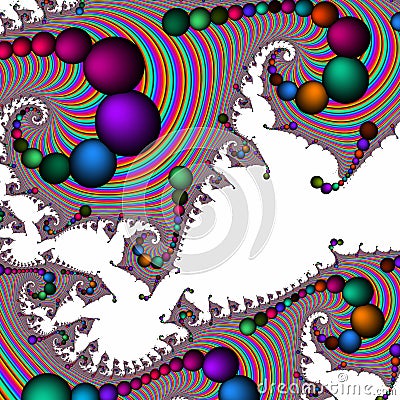 Blue purple pink rainbow spheres cosmos spiral shapes fractal, blur lights, shapes, geometries, abstract background Stock Photo