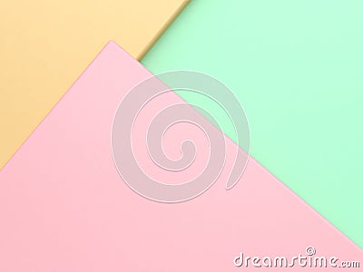 Pink green yellow pastel color geometric shape tilted minimal abstract background 3d render Stock Photo