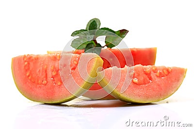 Pink guava slices Stock Photo