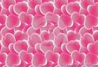 Pink halftone heart seamless vector patten Stock Photo