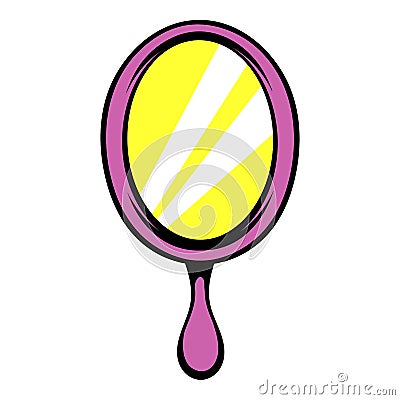 Pink hand mirror icon, icon cartoon Vector Illustration