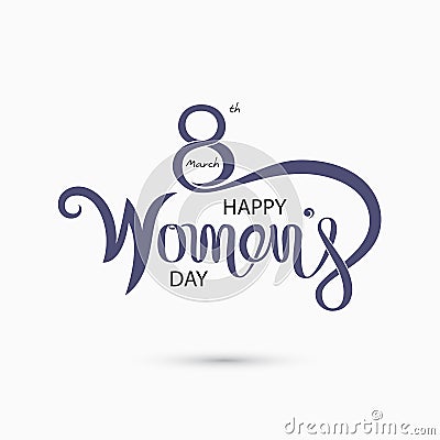 Pink Happy International Women`s Day Typographical Design Elements.International Women`s day symbol.Design for international wom Vector Illustration