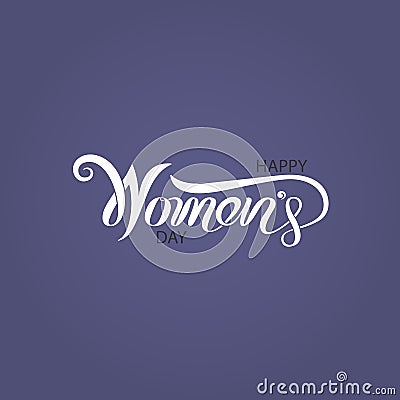 Pink Happy Women`s Day Typographical Design Elements. International women`s day icon.Women`s day symbol. Minimalistic design fo Vector Illustration