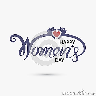 Pink Happy Women`s Day Typographical Design Elements. International women`s day icon.Women`s day symbol. Minimalistic design fo Vector Illustration