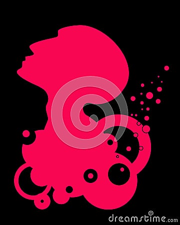 Pink head with circles Stock Photo