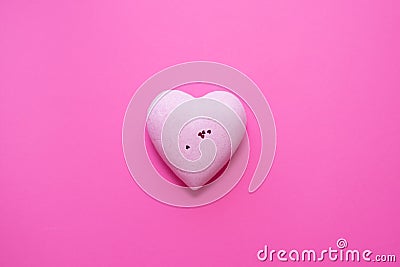 Pink heart on pink background. copy space. concept of love. day valentine, valentine`s day Stock Photo