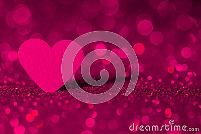 Pink heart bokeh background. Valentines day texture. Stock Photo