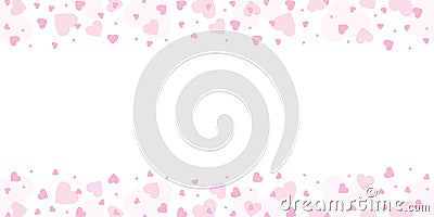 Pink heart border on white background for wedding and valentines day Vector Illustration