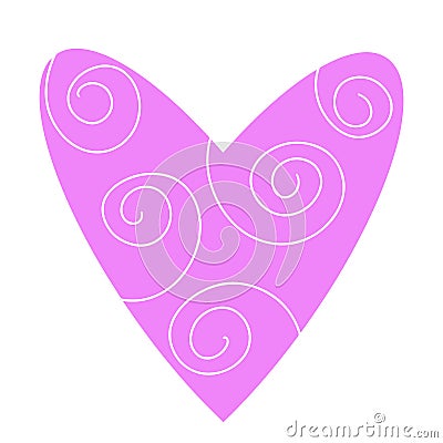 Pink Heart line art logo with spiral waves. Cute medicine icon. Swirl lines sign love heart. Modern symbol flat style for medical Vector Illustration