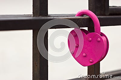 Pink heart lock Stock Photo