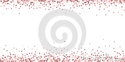 Pink heart love confettis. Valentine`s day border Vector Illustration