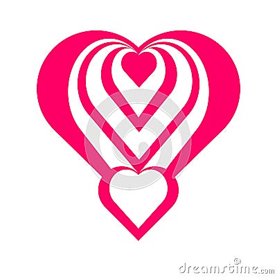 Beautiful pink heart of love. Vector Illustration