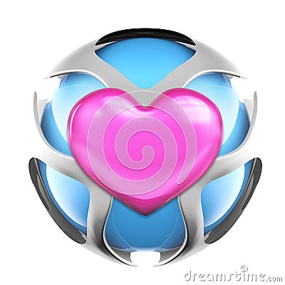 Pink heart metal love sphere Stock Photo