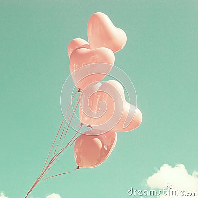 Pink Heart-shaped balloons Stock Photo