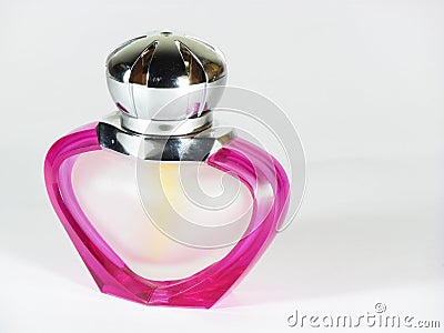 Pink heart shaped perfume bottle Stock Photo