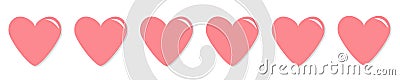 Pink heart shining icon set line. Happy Valentines day sign symbol simple template. Cute graphic object. Love greeting card. Flat Vector Illustration